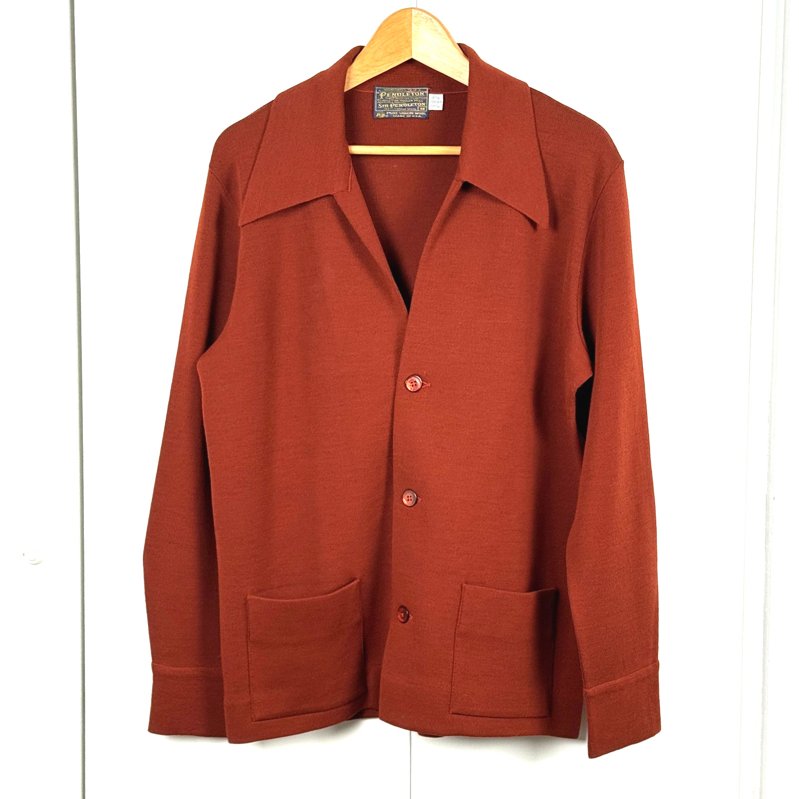 Vintage 70s Sir Pendleton Wool Cardigan Jacket Mens M Rust Slim Fit Vintage 70s Sir Pendleton Wool Cardigan Jacket Mens M Rust Slim Fit