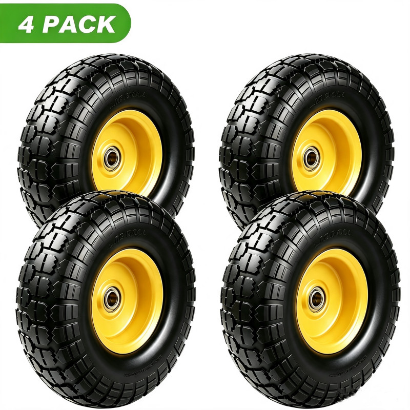 4PCS Upgrade 4.10/3.50-4 Flat Free Solid Rubber Tire and Wheel, 10\