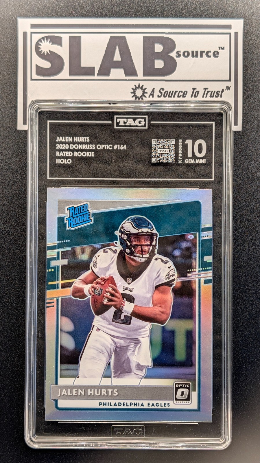 [] TAG Gem Mint 10 RC JALEN HURTS 2020 Donruss Optic #164 Holo Highest Overall
