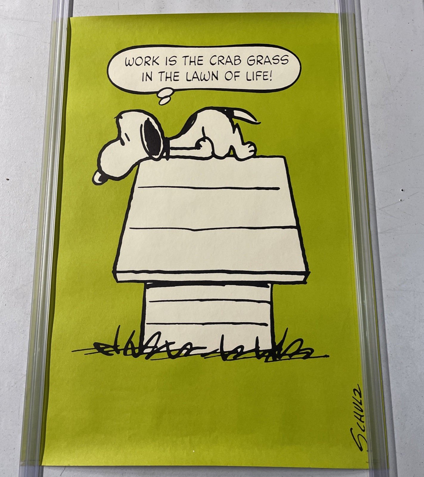Vintage Peanuts Snoopy Work Is Crabgrass Schulz 1960\'s Springbok Poster 20x28\
