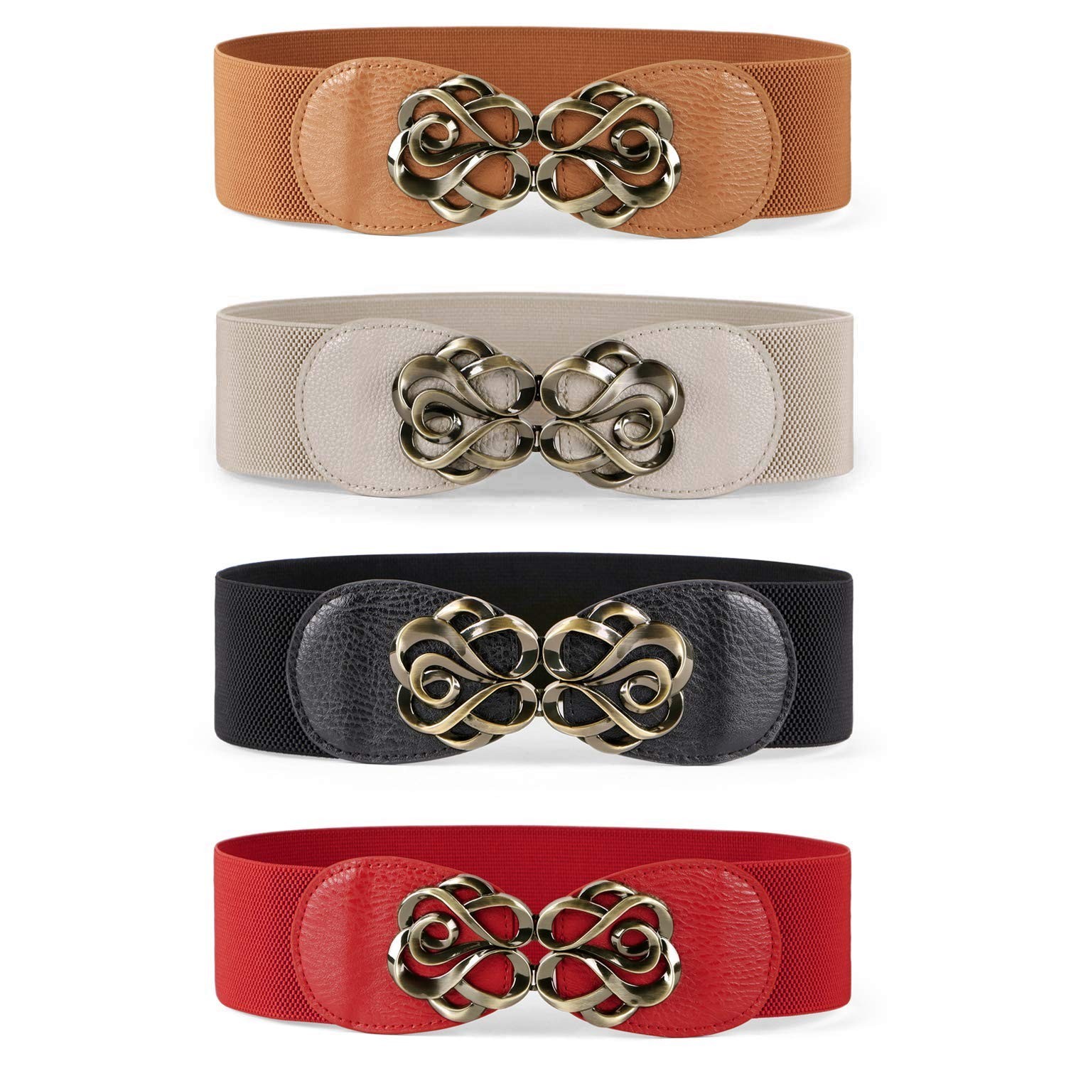 Women’s Vintage Elastic Wide Stretch Belts 4 Pack - 2.36\ Women’s Vintage Elastic Wide Stretch Belts 4 Pack - 2.36\
