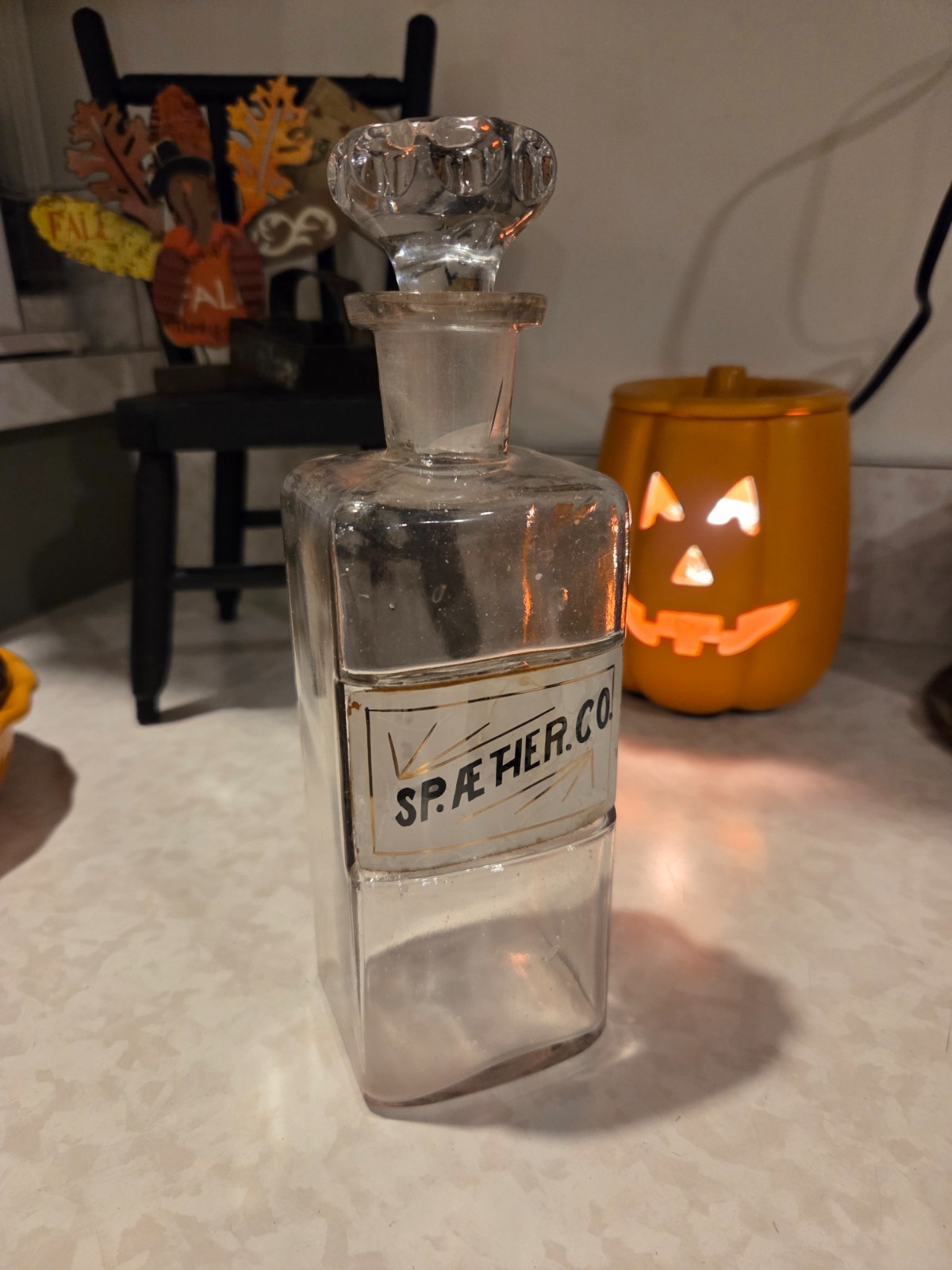 Antique Late 1800s Glass Apothecary Pharmacy Jar - Spirit of Ether