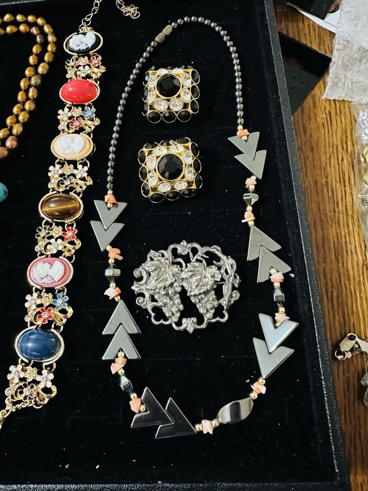 Vintage Lot Of 10 Costume Jewelry Pieces Incl Monet, Coro Rhinestones Turquoise 