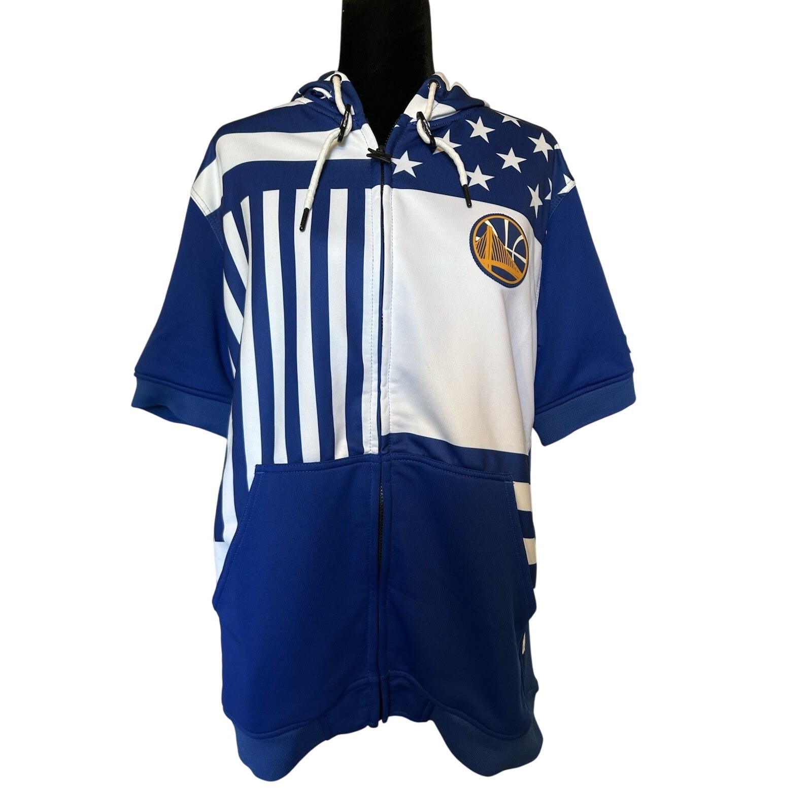 Zipway Tear-away Warriors NBA Full Zip Short Sleeve Hoodie Jacket Size Large Zipway Tear-away Warriors NBA Full Zip Short Sleeve Hoodie Jacket Size Large