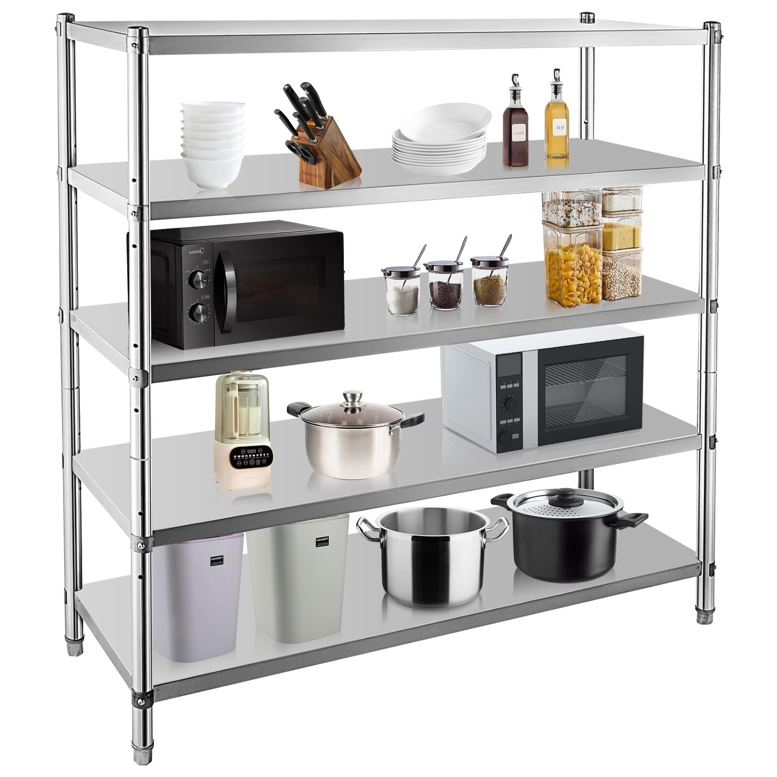 Stainless Steel Shelves, 4/5-Tier Heavy Duty Storage Rack With Adjustable Height