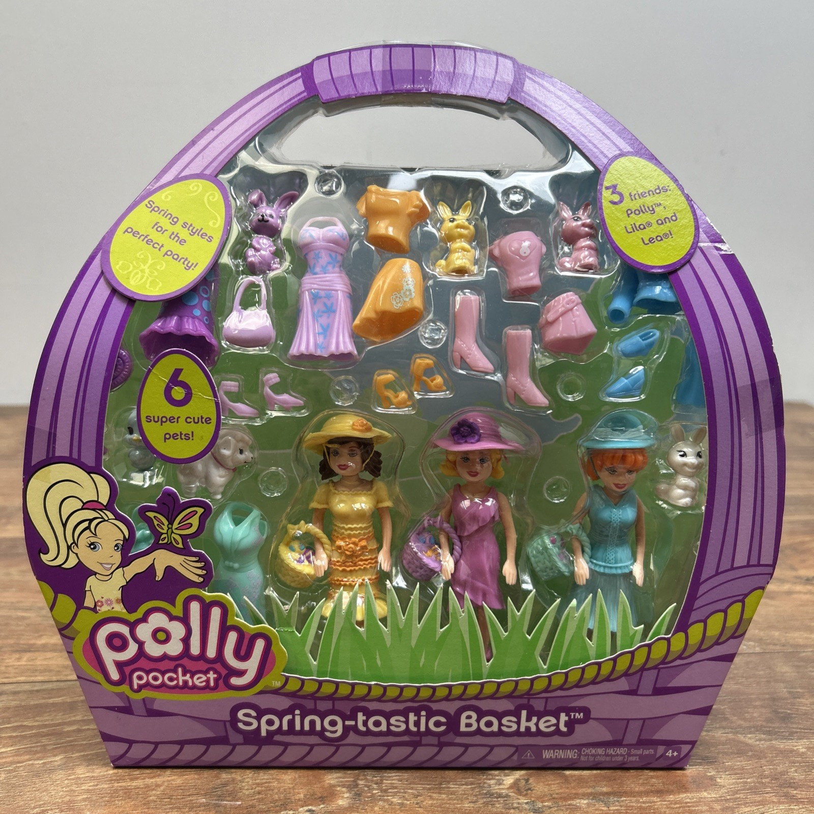 Vintage NIB Polly Pocket Gift Set Spring-tastic Basket 2006 Dolls Pets NEW