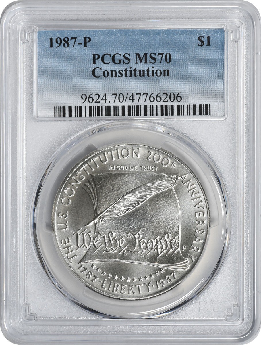 1987-P Constitution Silver Commemorative Dollar MS70 PCGS