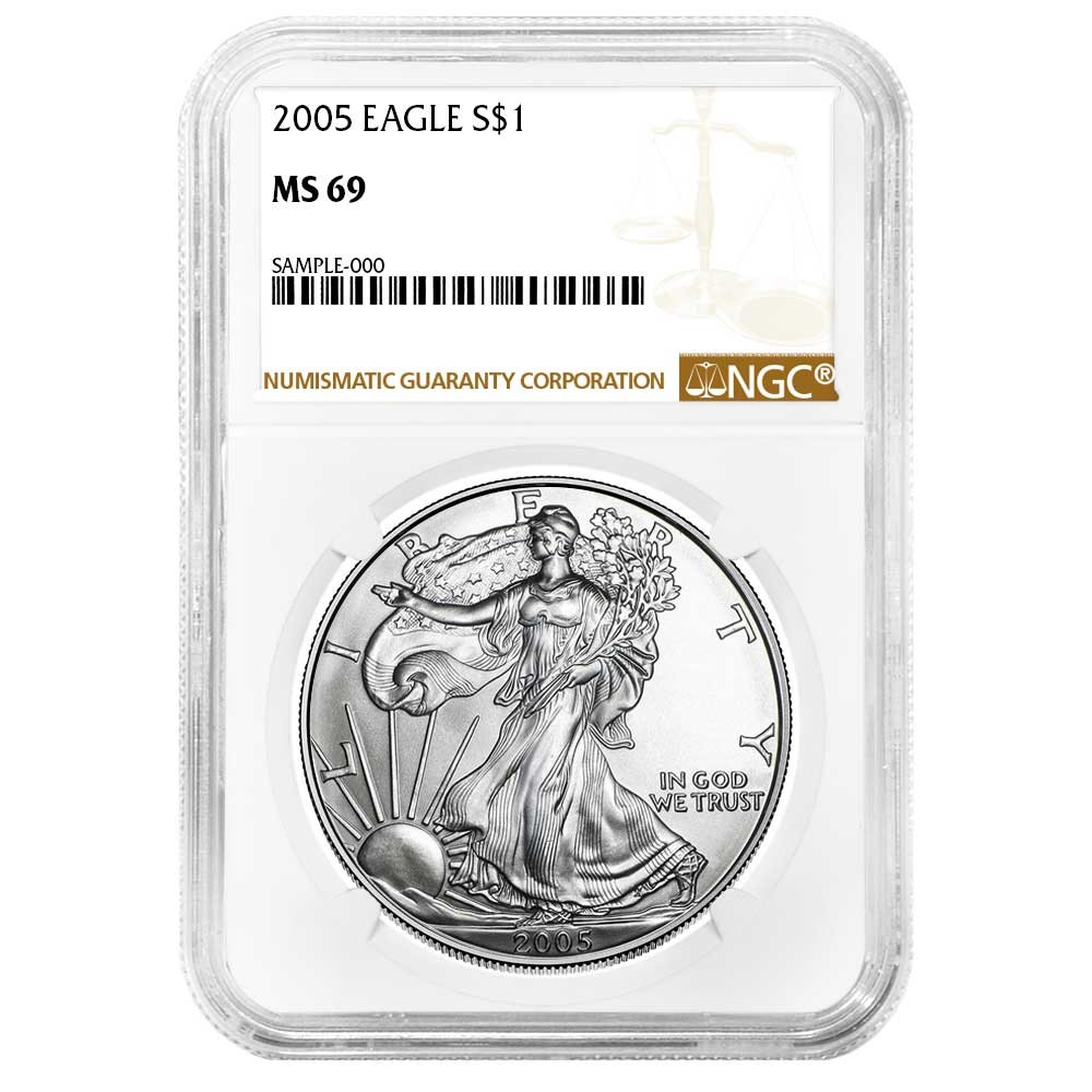 2005 $1 American Silver Eagle NGC MS69 Brown Label 2005 $1 American Silver Eagle NGC MS69 Brown Label