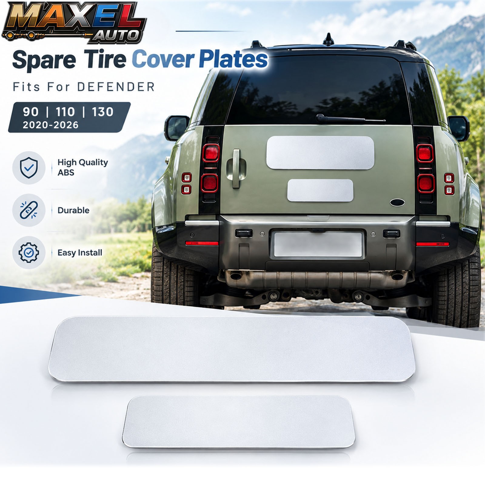 2PCS Rear Tire Wheel Cover Plate Fuji White Fit LR Defender 90 110 130 2020-2026