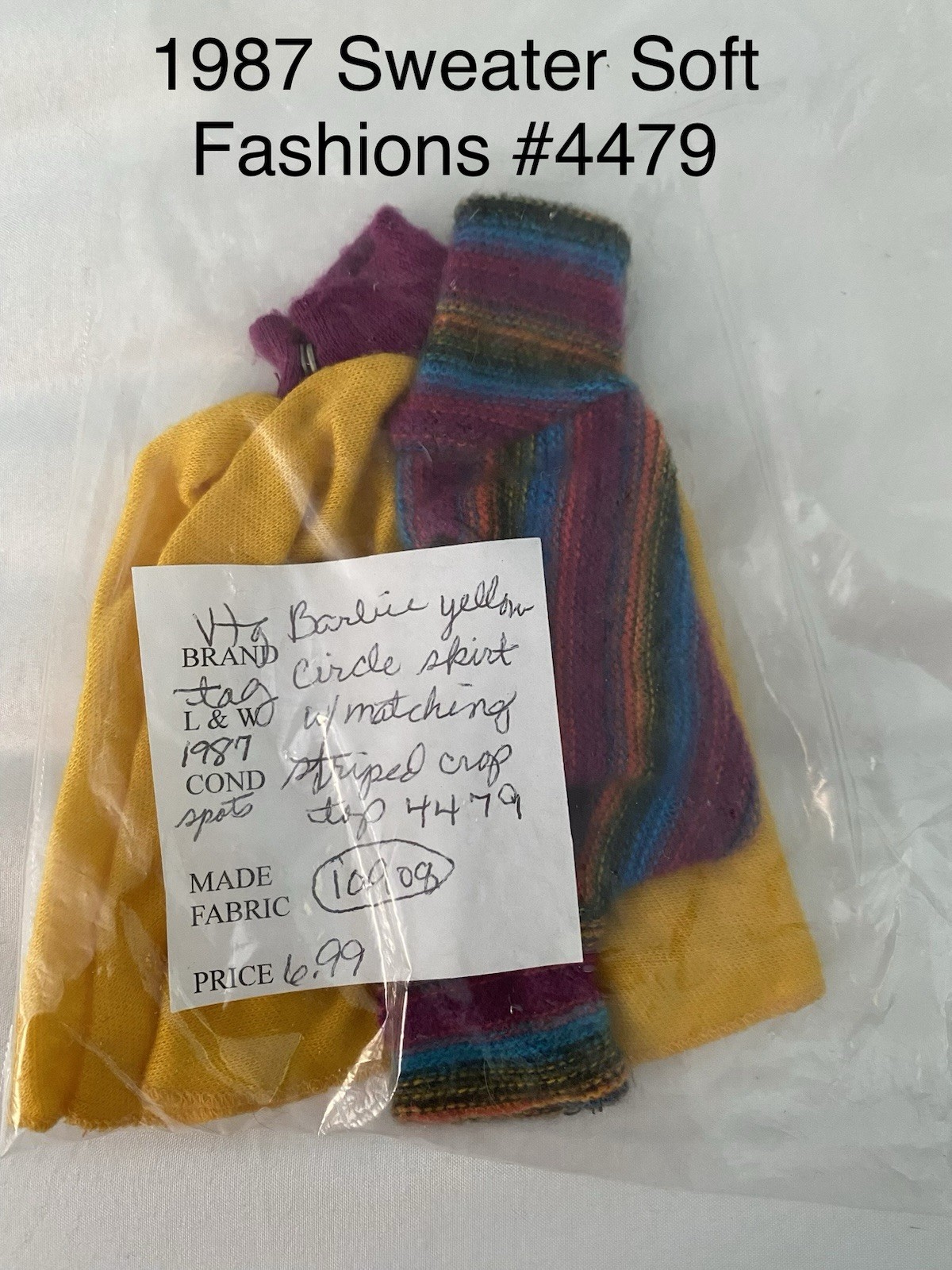 Vintage 1987 Mattel Barbie Sweater Soft Fashions #4479 Sweater & Skirt Only