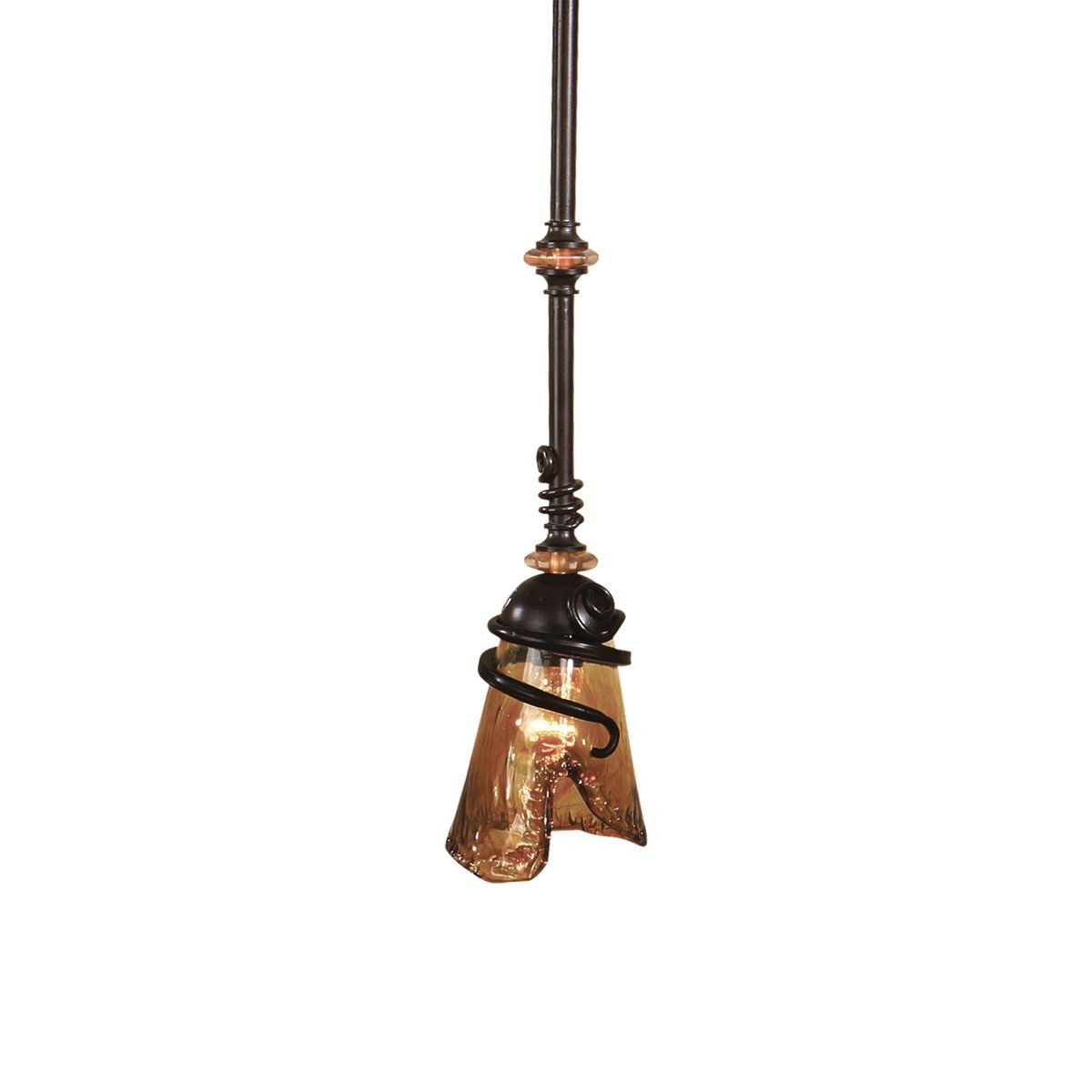 UTTERMOST 21905 VITALIA MINI PENDANT LIGHT AMBER GLASS OIL RUBBED BRONZE