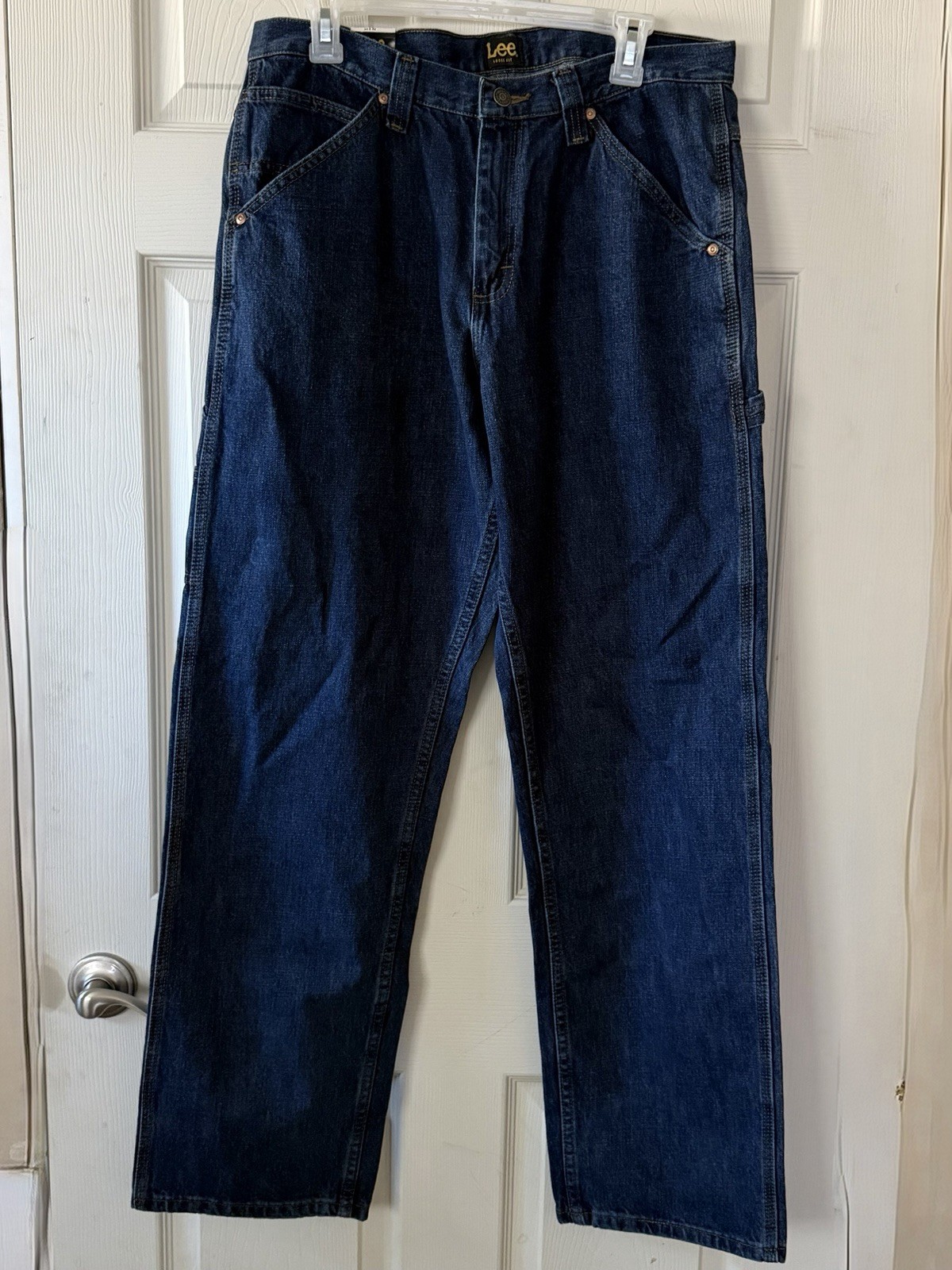 Lee Carpenter Loose Fit Straight Leg Dark Indigo Denim Jeans Zip 5-Pocket