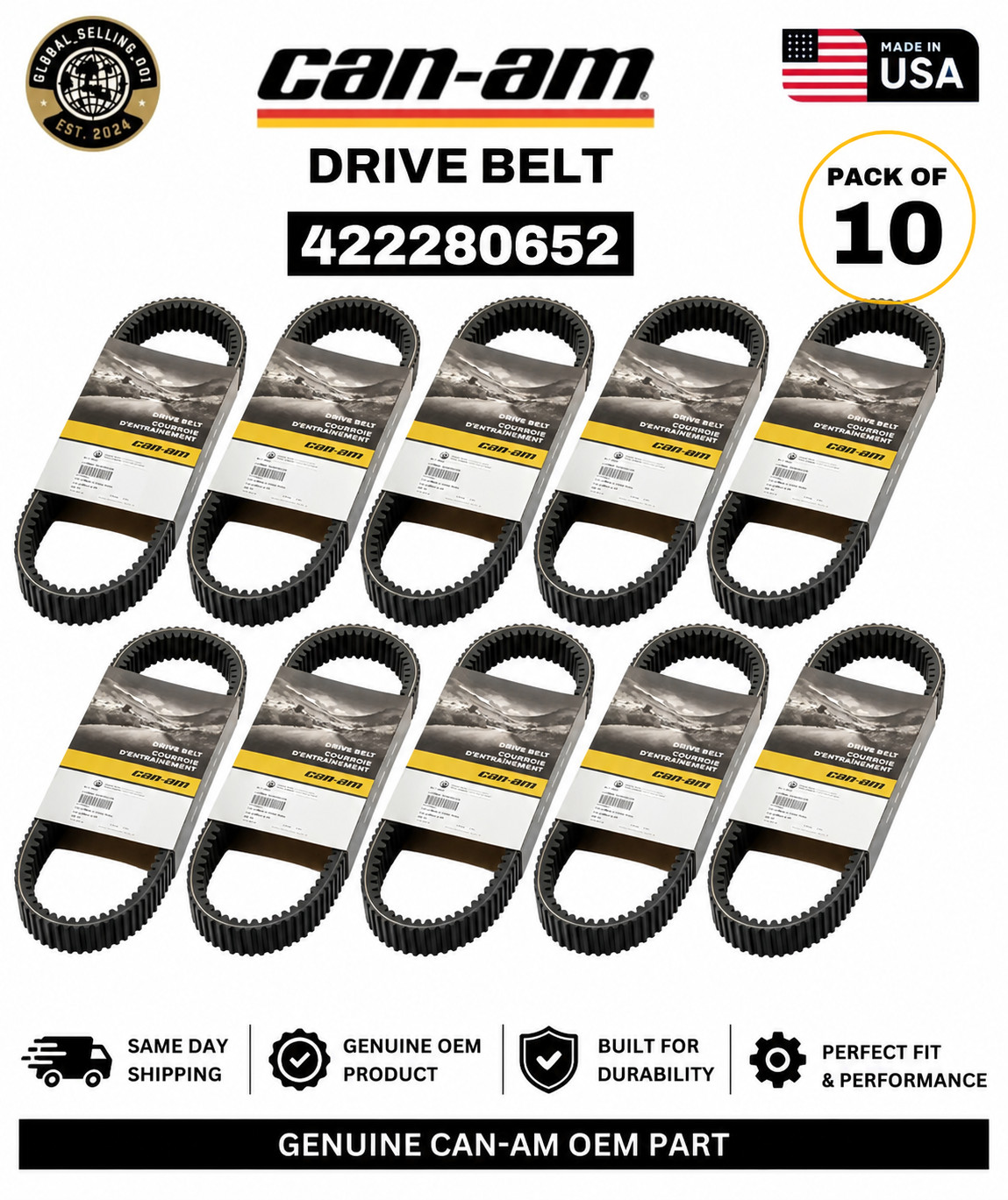 10 Pack Can-Am OEM 422280652 Drive Belt Genuine BRP Maverick Defender OEM