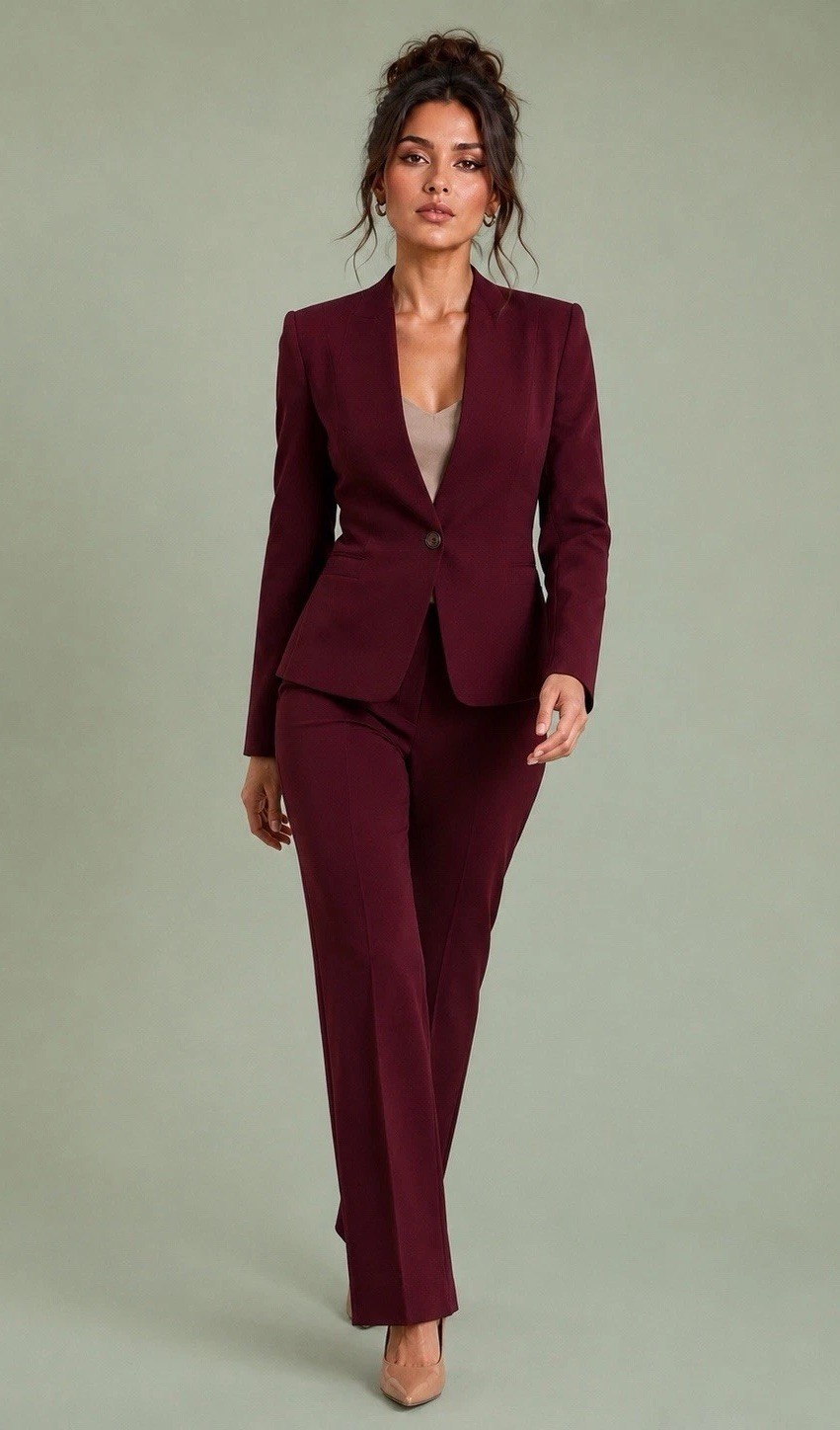 NEW Tahari ASL Pant Suit Size 12P Petite Two Piece Set London Berry Full Length