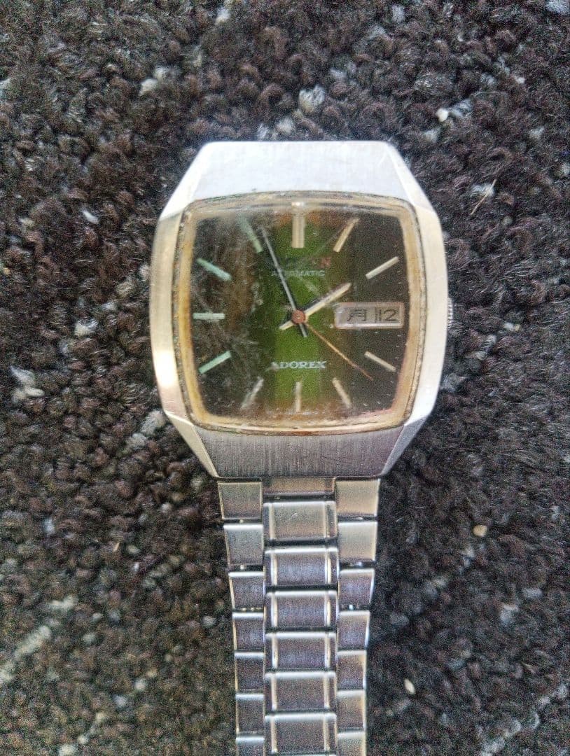 CITIZEN Adorex Automatic 1970s Vintage Watch Green Gradient Dial Cut Glass CITIZEN Adorex Automatic 1970s Vintage Watch Green Gradient Dial Cut Glass