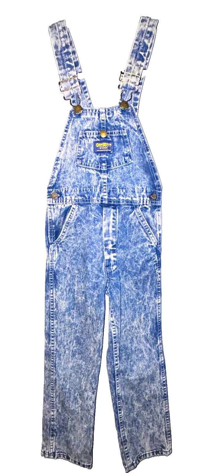 OshKosh B\'gosh Vestbak Vintage Boys 7 Acid Wash Denim Overalls Adjustable USA OshKosh B\'gosh Vestbak Vintage Boys 7 Acid Wash Denim Overalls Adjustable USA