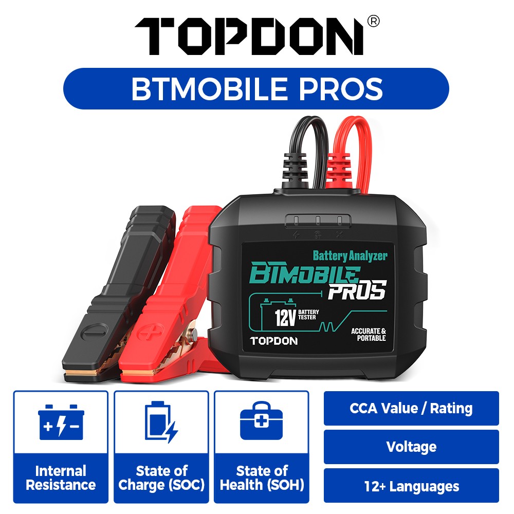 TOPDON BTMobile Pros Bluetooth 12V 24V Battery Tester Cranking Charging System