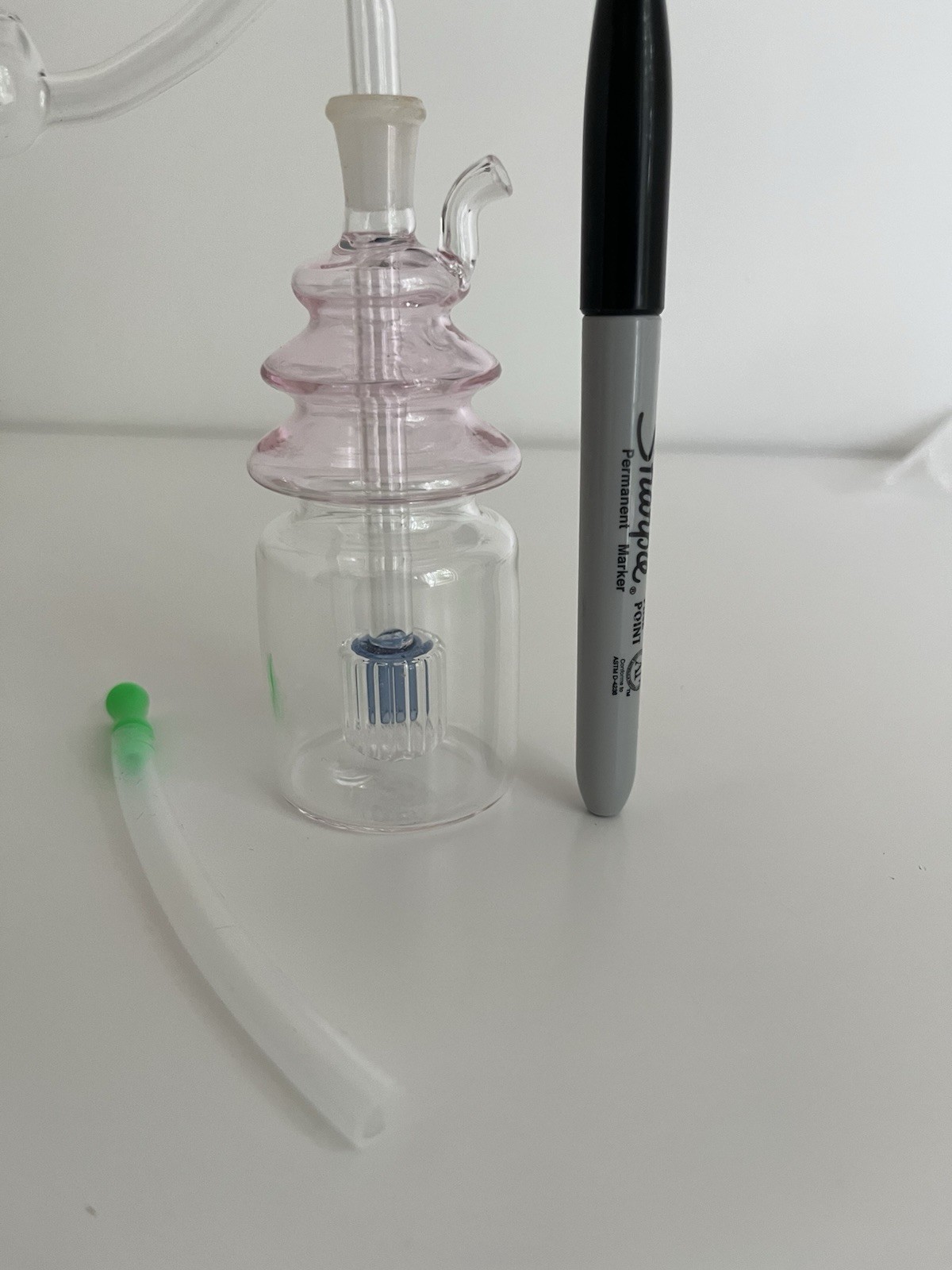 Clear Pink Blue Glass Tobacco Water Pipe Percolator Hose Smoking Accessory Clear Pink Blue Glass Tobacco Water Pipe Percolator Hose Smoking Accessory