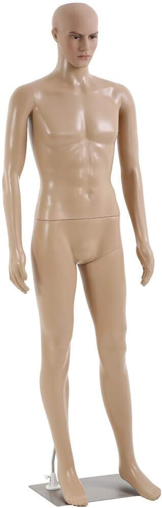 Male Full Body Realistic Mannequin Display Head Turns Dress Form with Base 73in