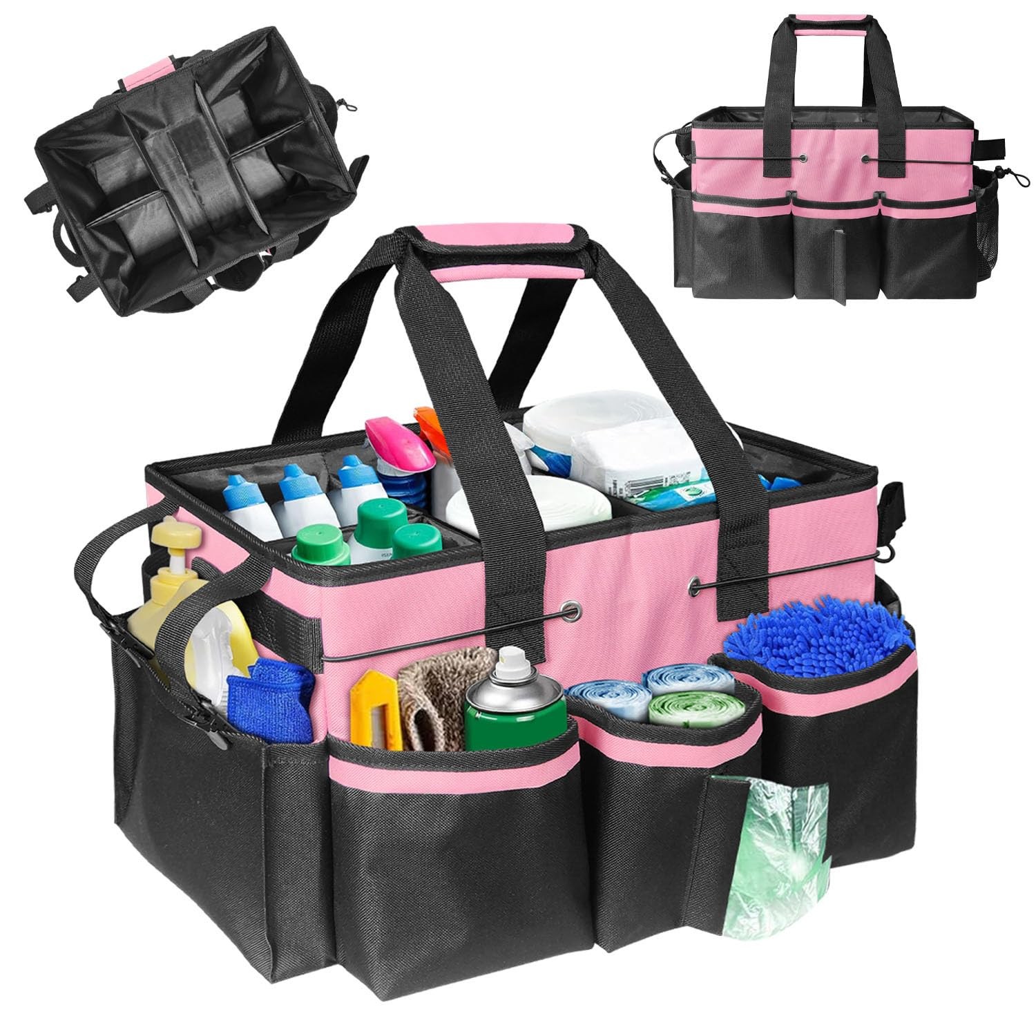 Boczif Cleaning Caddy Bag Wearable Cleaning Caddy Supplies Organizer(Pink) with Boczif Cleaning Caddy Bag Wearable Cleaning Caddy Supplies Organizer(Pink) with