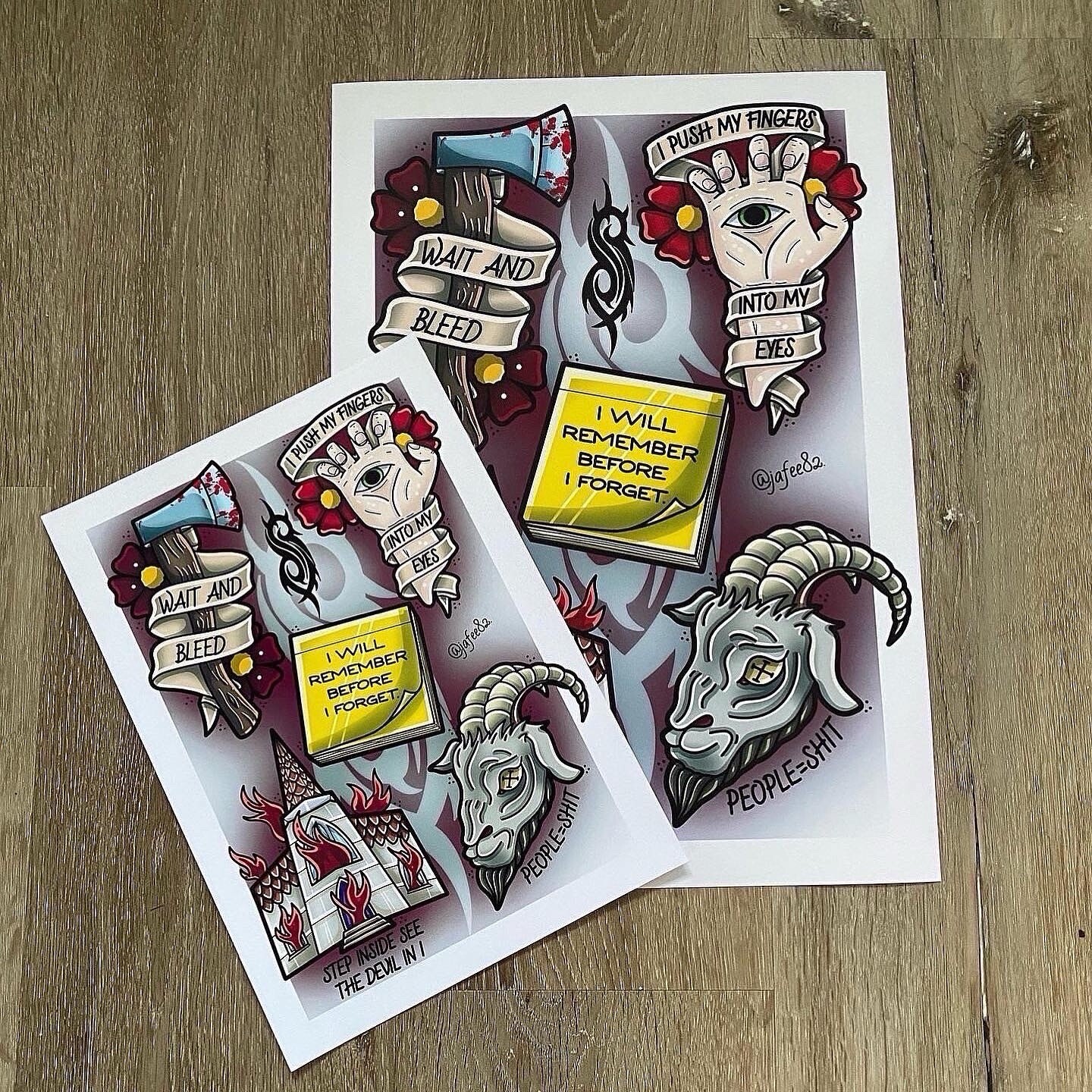 Slipknot inspired tattoo flash print A4 Slipknot inspired tattoo flash print A4
