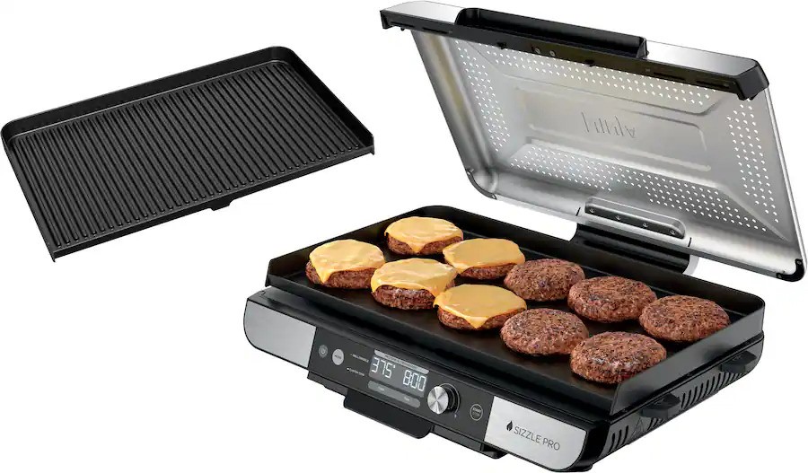 Ninja - Sizzle Pro XL 20-Inch Indoor Griddle & Grill with ProTemp IQ - Silver Ninja - Sizzle Pro XL 20-Inch Indoor Griddle & Grill with ProTemp IQ - Silver
