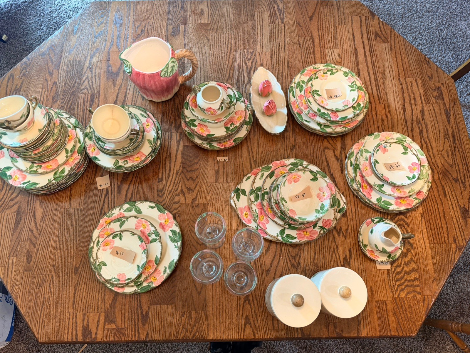 Vintage Franciscan Earthenware Desert Rose 89 Pieces From Multiple Years