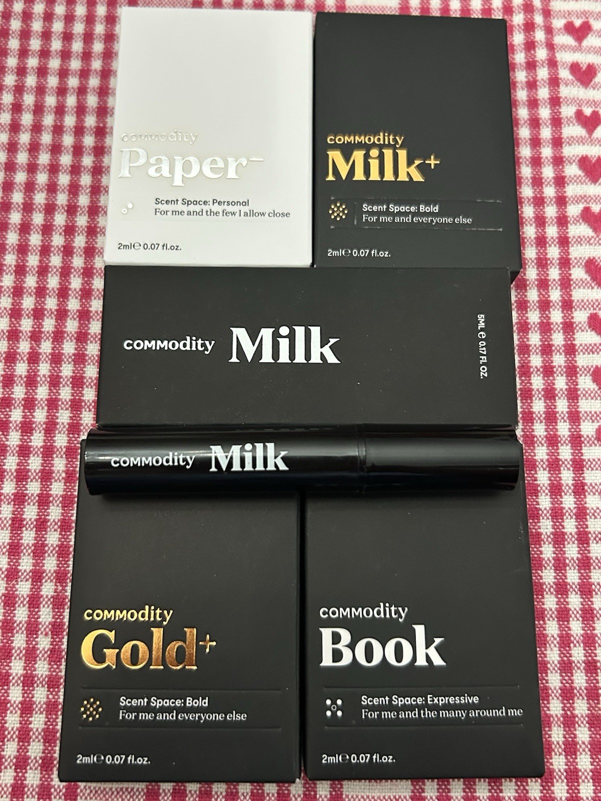 6 Pc Commodity Perfume Sampler GOLD Milk PAPER & Book EDP Sprays 18ml Total 6 Pc Commodity Perfume Sampler GOLD Milk PAPER & Book EDP Sprays 18ml Total
