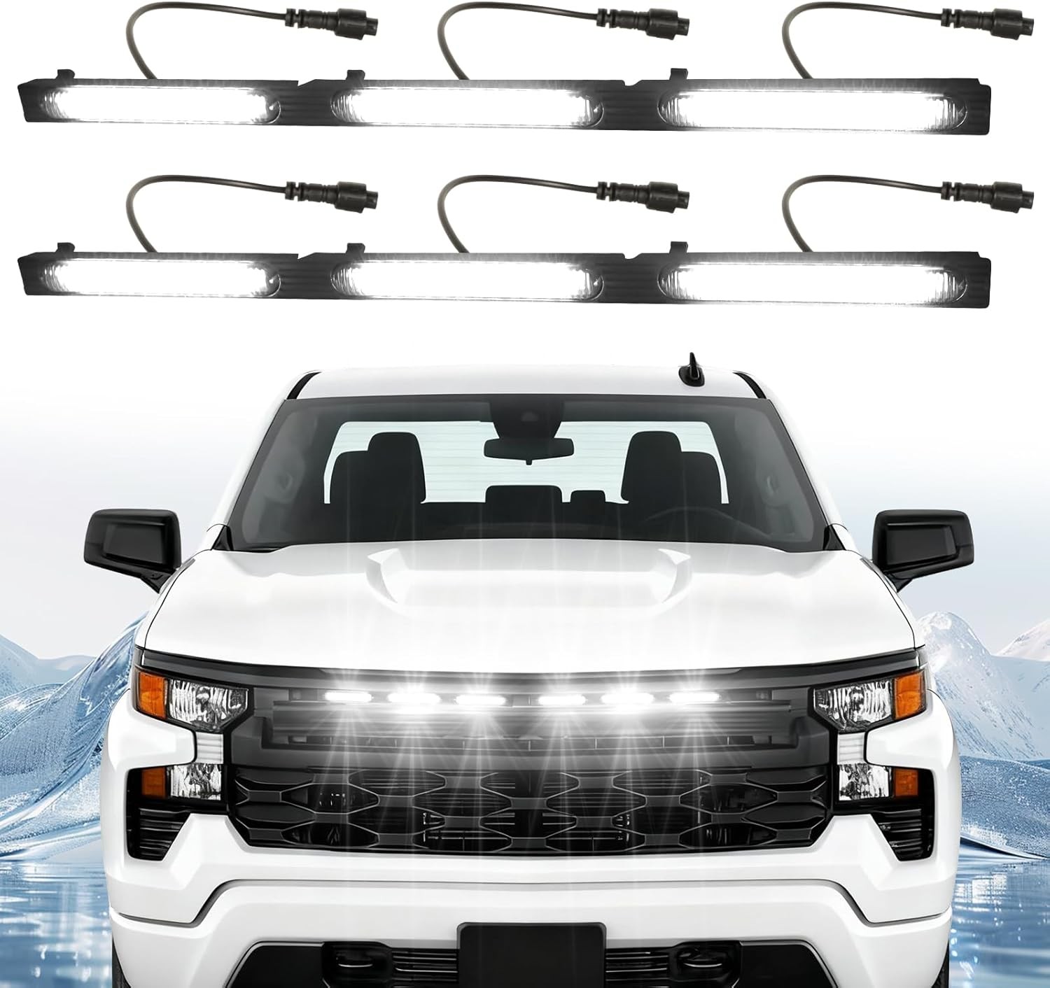 LED Front Grill Grille Lights for 2022-2025 Silverado 1500 WT Custom Accessories LED Front Grill Grille Lights for 2022-2025 Silverado 1500 WT Custom Accessories