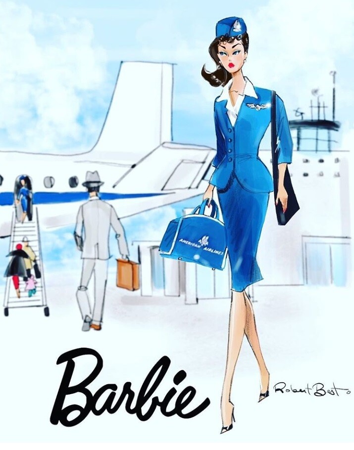 Robert Best Barbie Fashionista Vintage Style Girls Room Wall Art Prints Robert Best Barbie Fashionista Vintage Style Girls Room Wall Art Prints