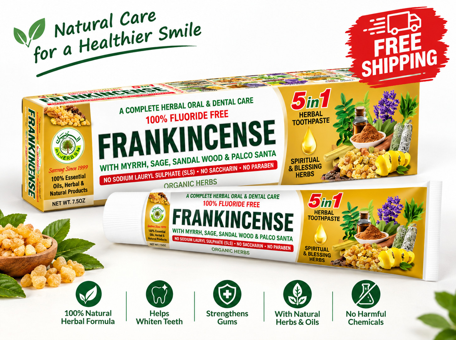 ORGANIC TOOTHPASTE- AL RIYAN Frankincense 100% Natural Fluoride free