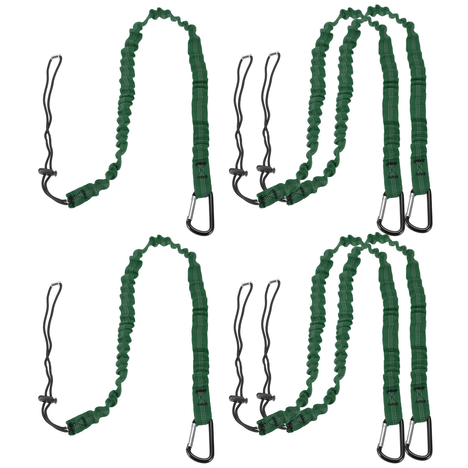 6Pcs 3.6ft Retractable Tool Lanyard with Metal Buckle Adjustable Loop Dark Green