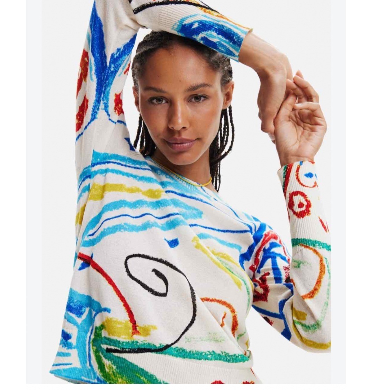 Desigual x Javier Mariscal Illustrative Sweater Sz L Abstract Art Graphic Y2K 90