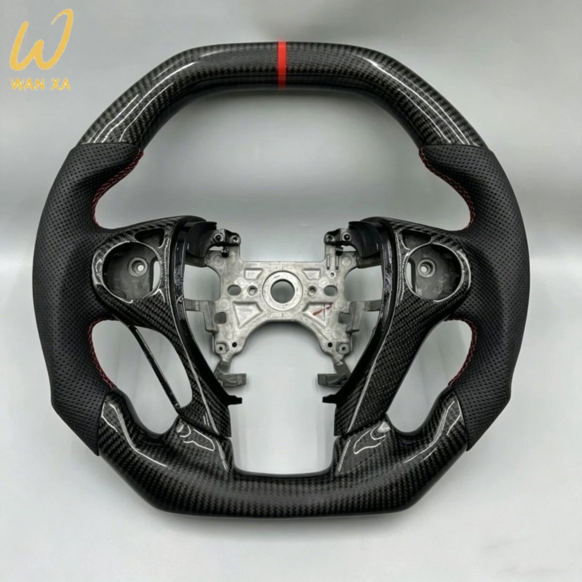 Custom Black Carbon Fiber Red Stripe Steering Wheel for 2013-2017 Honda Accord