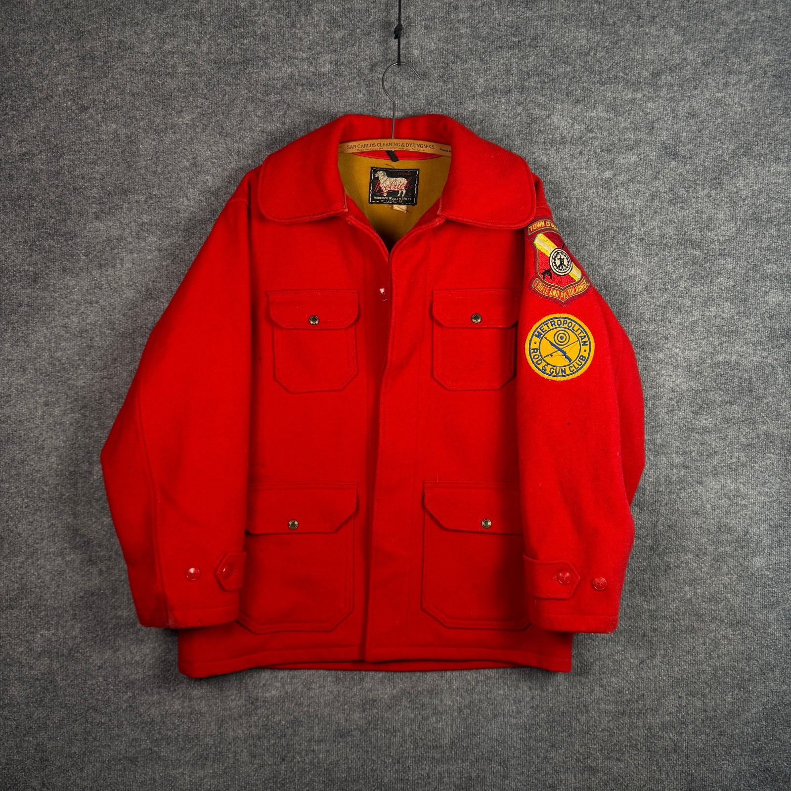 VTG 50s Woolrich Mackinaw Jacket XL Red Moleskin Lined Cruiser Hunting Gun Club