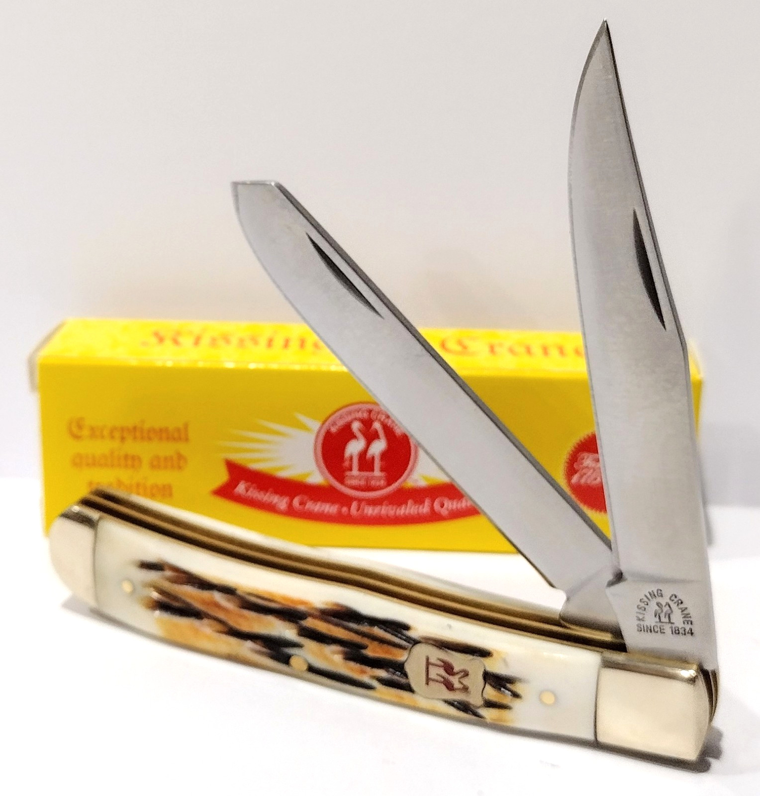 Kissing Crane Burnt Bone 2 Blade Trapper Slipjoint Folding Pocket Knife KC5101 Kissing Crane Burnt Bone 2 Blade Trapper Slipjoint Folding Pocket Knife KC5101