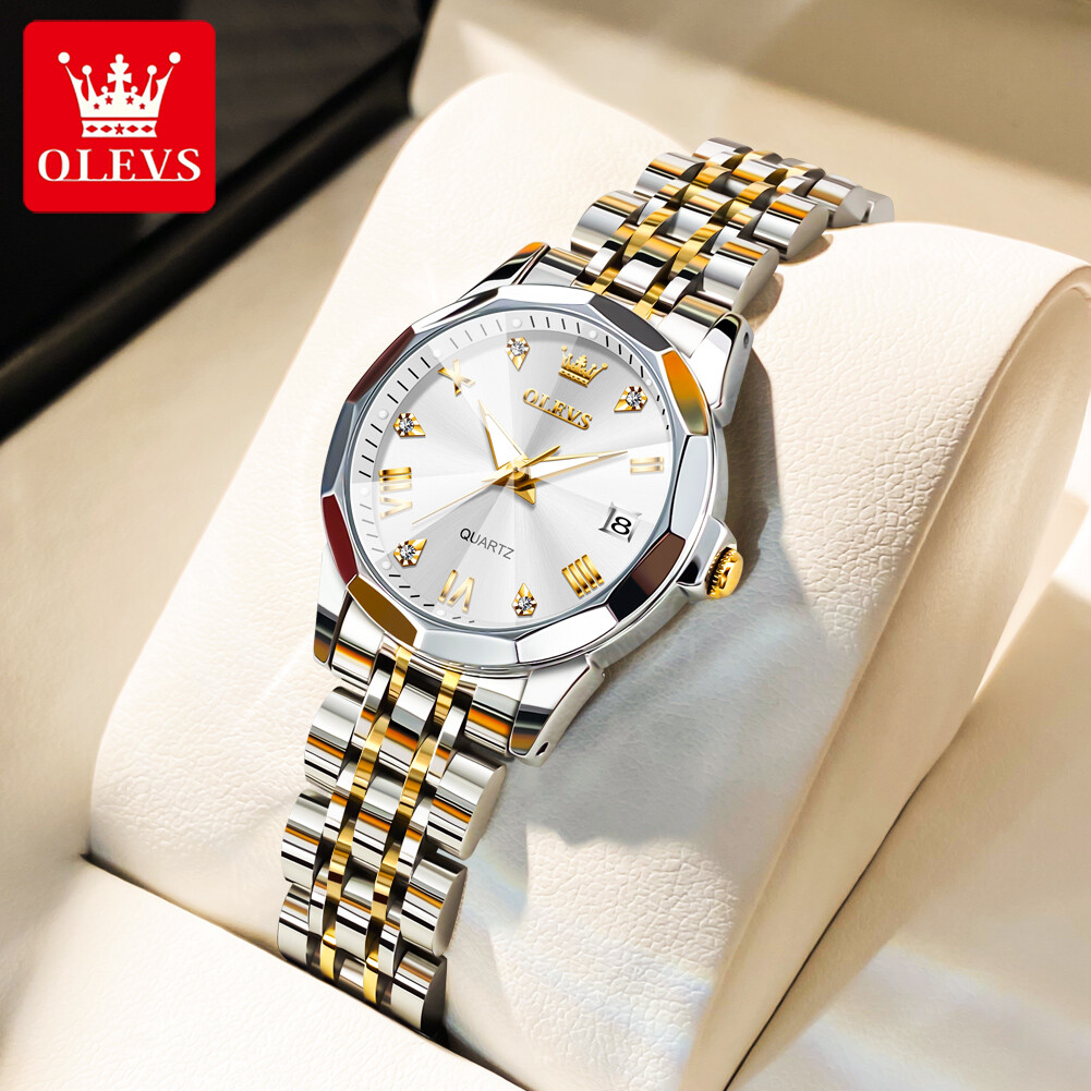 OLEVS Brand Quartz Watch Calendar Stainless Steel Waterproof Women\'s Wristwatch