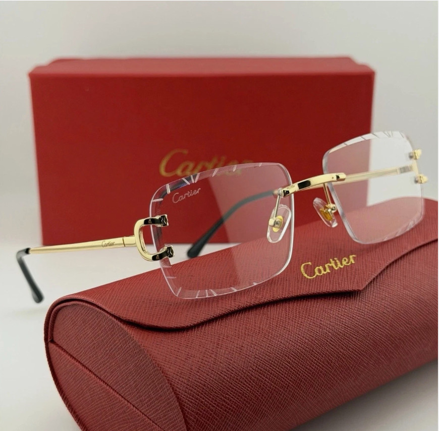 Cartier Big C Frameless Rimless Optical Glasses Clear Lens Gold Frame Cartier Big C Frameless Rimless Optical Glasses Clear Lens Gold Frame