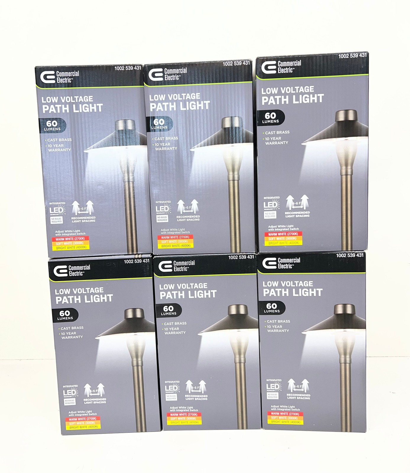 6PK Commercial Electric 60 Lumen Low Voltage Brass LED Outdoor Path Light