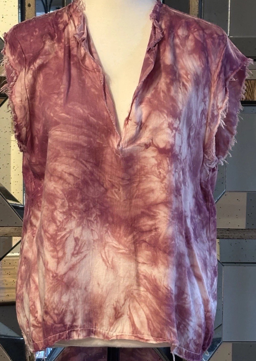 Love Tanjane Rayon Cupro S/S Tie Dye Top SZ XS Love Tanjane Rayon Cupro S/S Tie Dye Top SZ XS