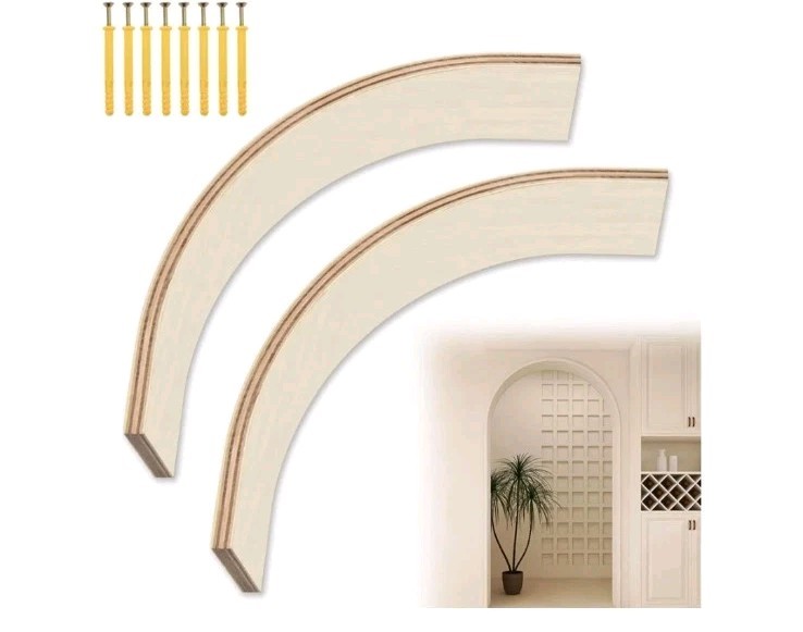 2 Pcs Wooden Rounded/Half Circle Interior Archway Drywall Door Frame Decor Kit 