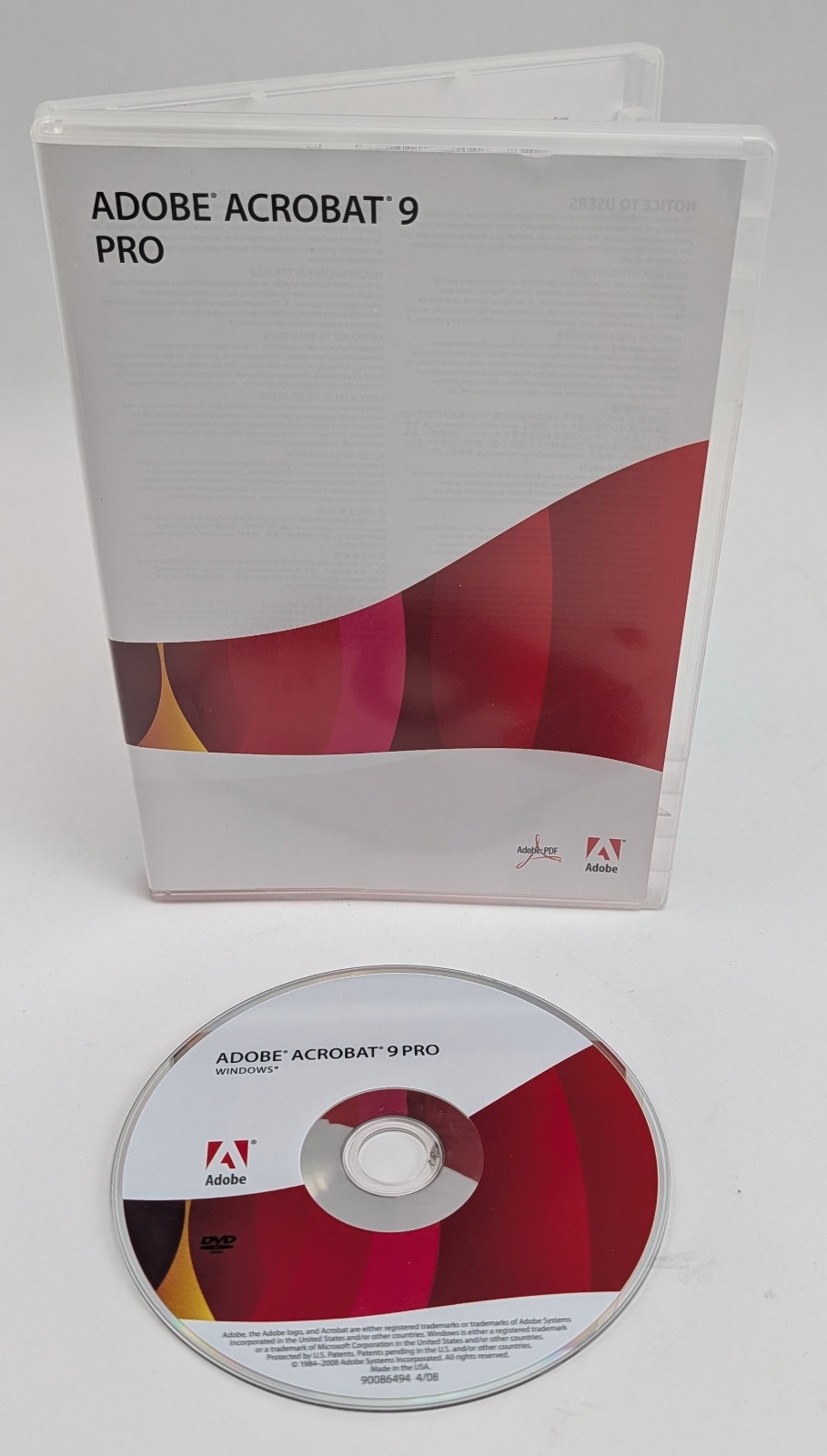 Retail Adobe Acrobat 9 Pro Software DVD for Windows w/ Serial Number Retail Adobe Acrobat 9 Pro Software DVD for Windows w/ Serial Number