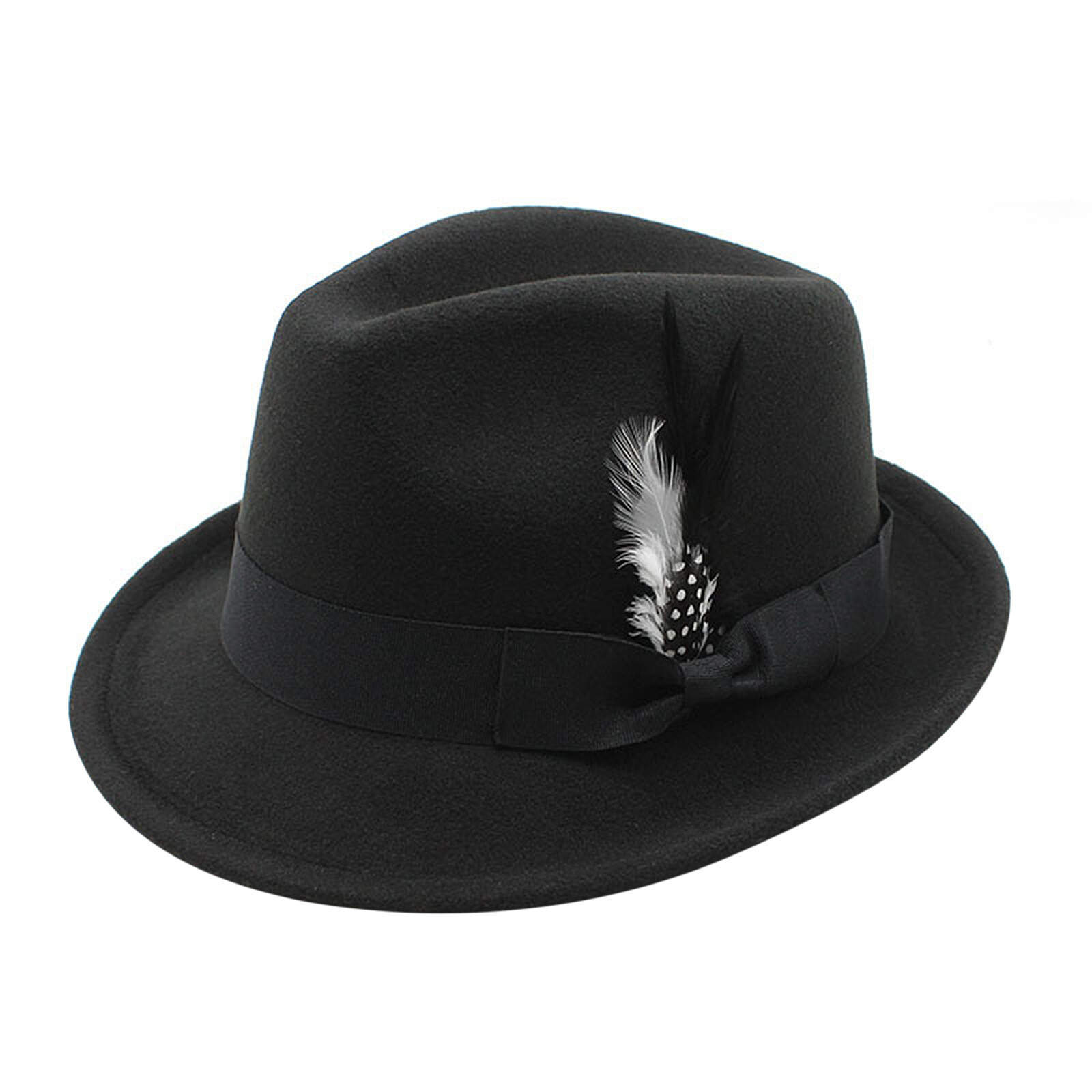 Classic Fedora Hats for Men Women Short Brim Felt Feather Hat Panama Dress Hat Classic Fedora Hats for Men Women Short Brim Felt Feather Hat Panama Dress Hat