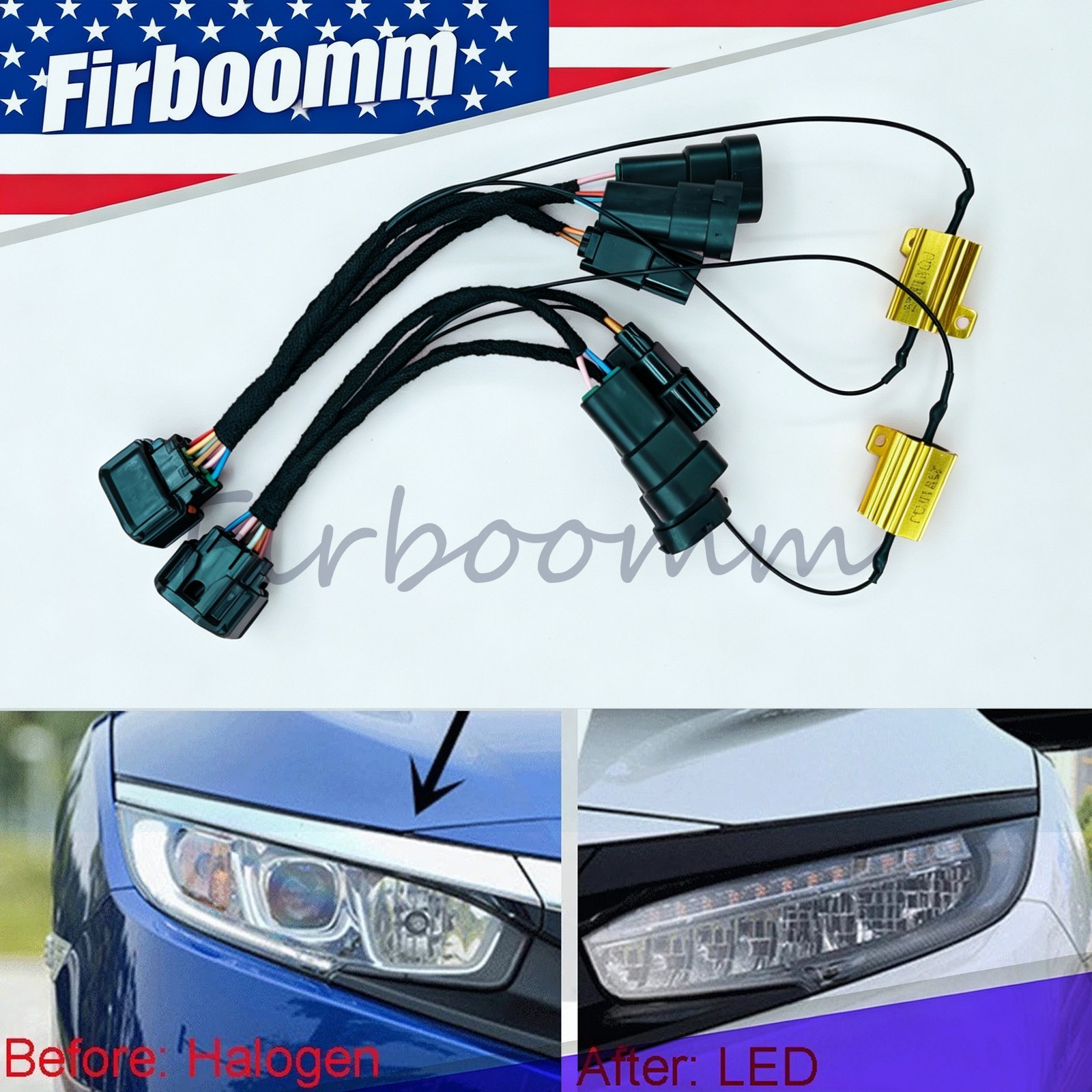 For 2016-20 Honda Civic Halogen to LED Headlight Conversion Wire Harness Adapter