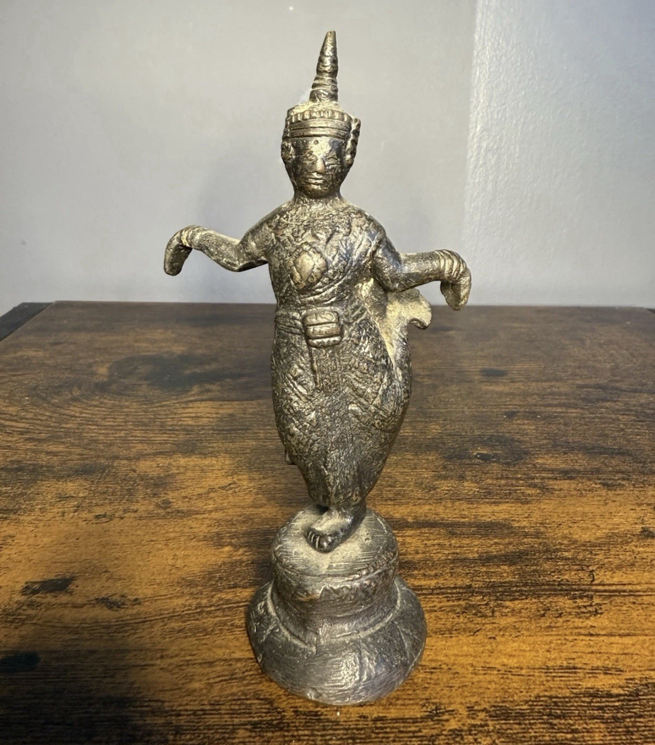 Solid Brass Hindu Goddess Hand Tooled Antique Very Early Stunning