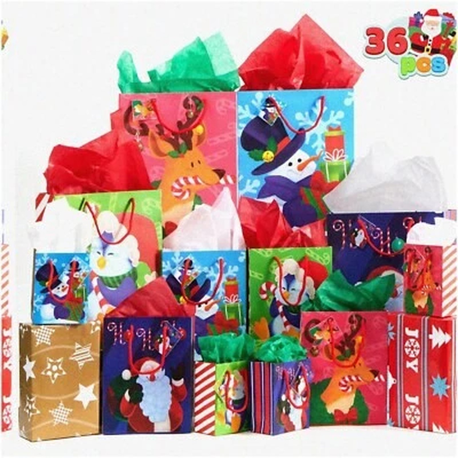Assorted Holiday Gift Bags Set with Handles