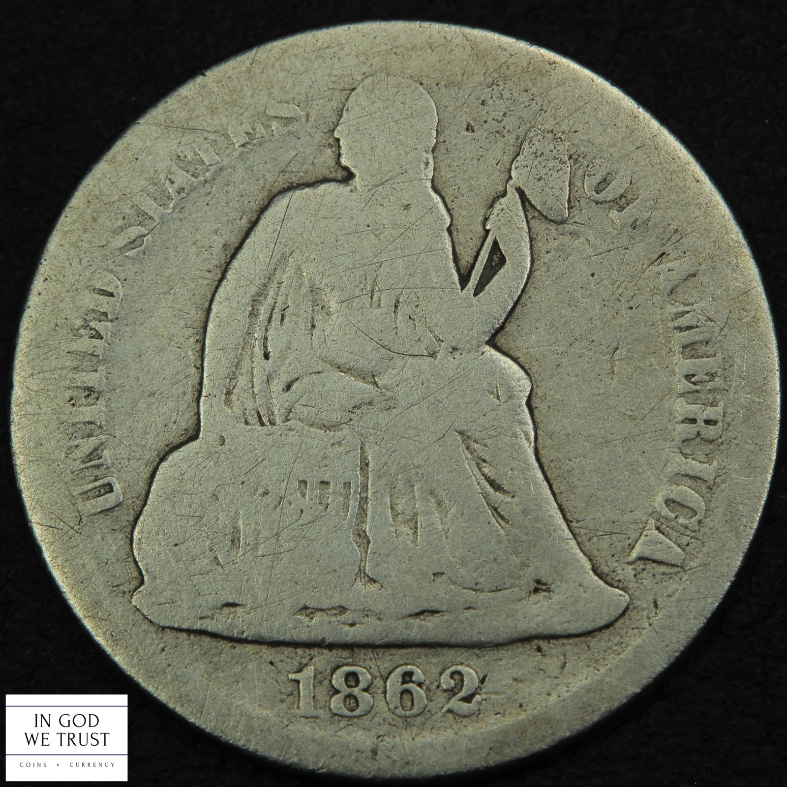 1862 S Seated Liberty Silver Dime 10C - Cleaned 1862 S Seated Liberty Silver Dime 10C - Cleaned