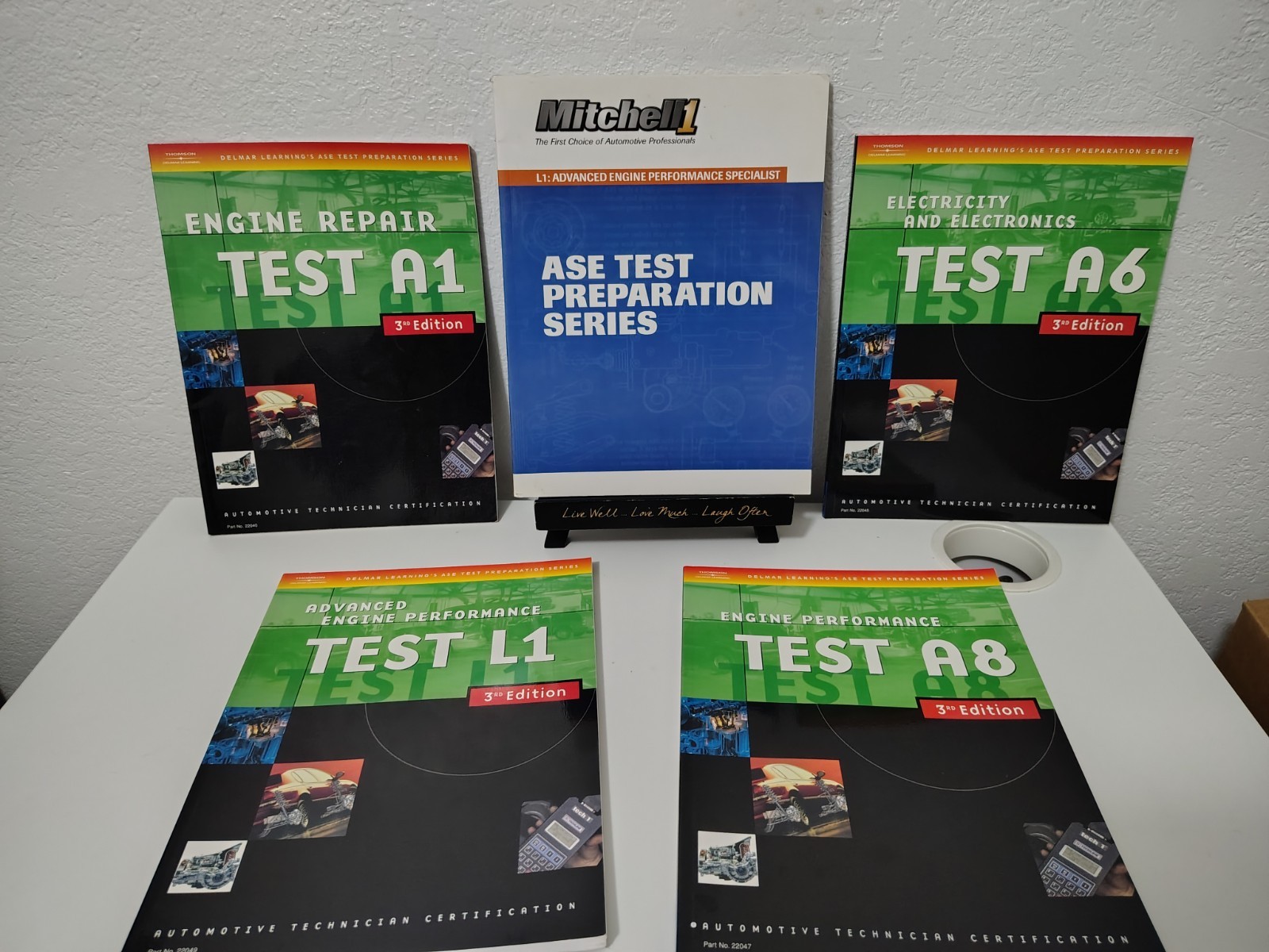 ASE Test Prep Study Guide Book Lot Delmar 3rd Ed A1 A6 A8 L1 Mitchell 1 Auto 