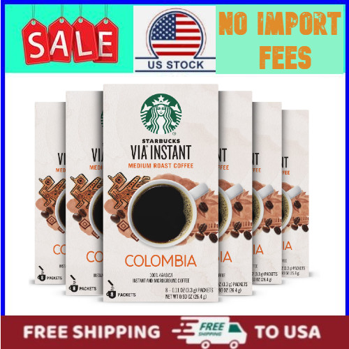 (6 pack) Starbucks VIA Instant Single-Origin Colombia, Medium Roast , 8 Packets
