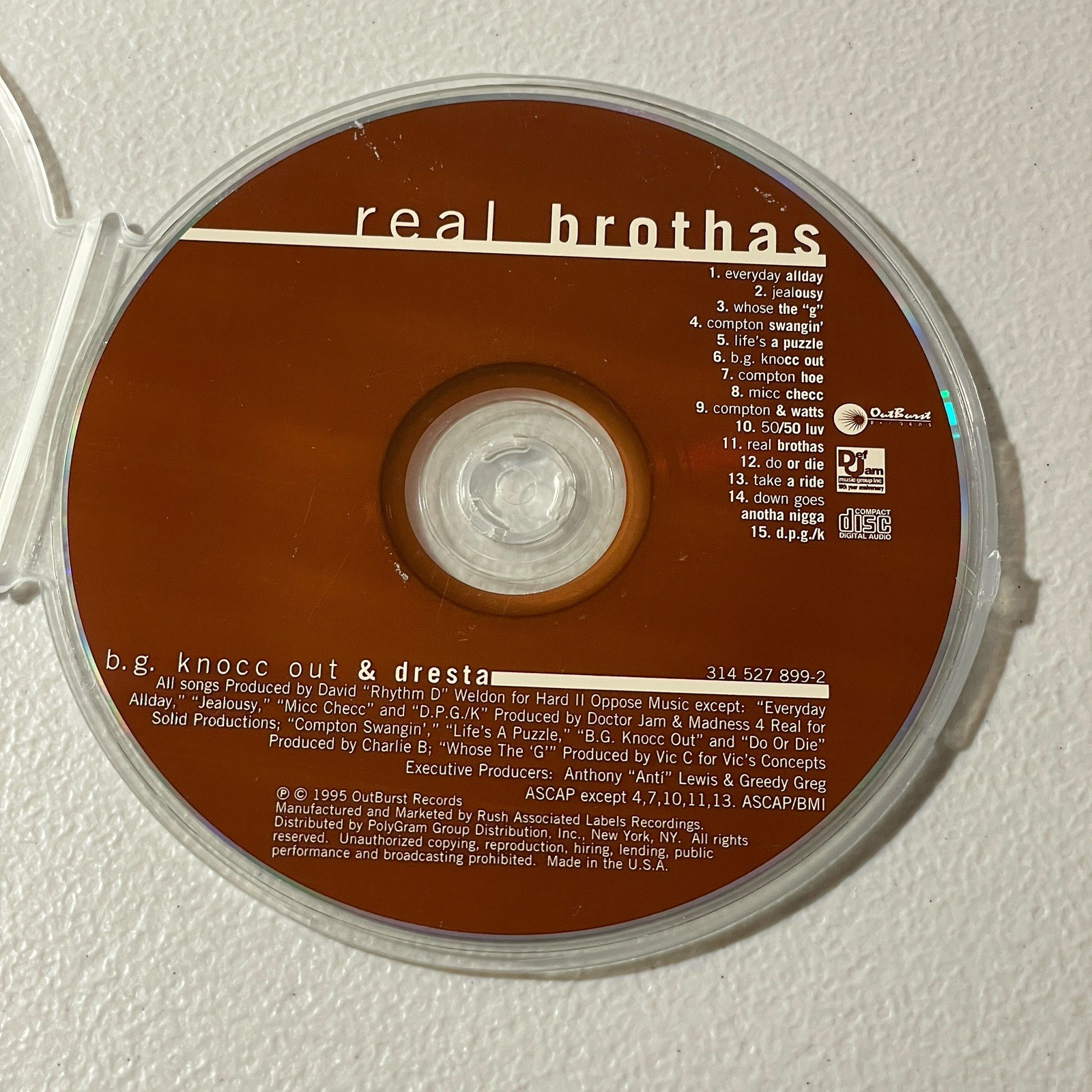 B.G. Knocc Out & Dresta Real Brothas CD ONLY EXCELLENT SHAPE DEF JAM B.G. Knocc Out & Dresta Real Brothas CD ONLY EXCELLENT SHAPE DEF JAM